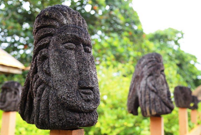 These heads are carved from trees