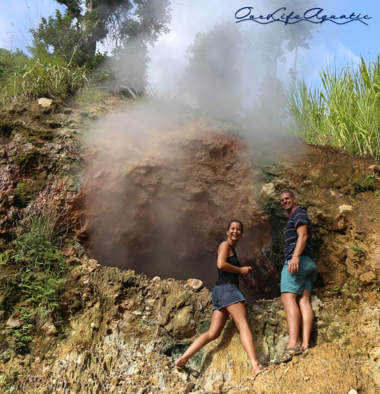 Crew of s/v Carpe Ventum exploring a steam crater