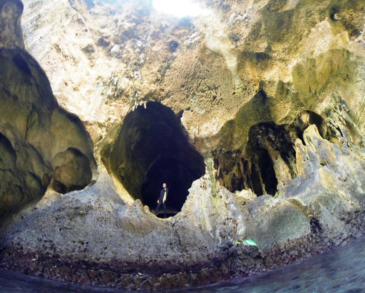 Climbing inside caves