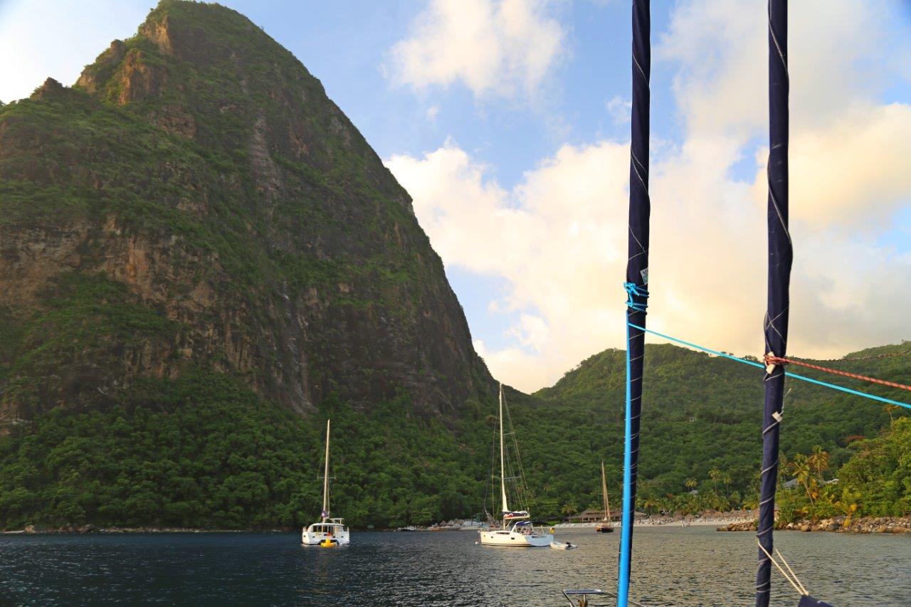 Moored under the shadow of Petit Piton
