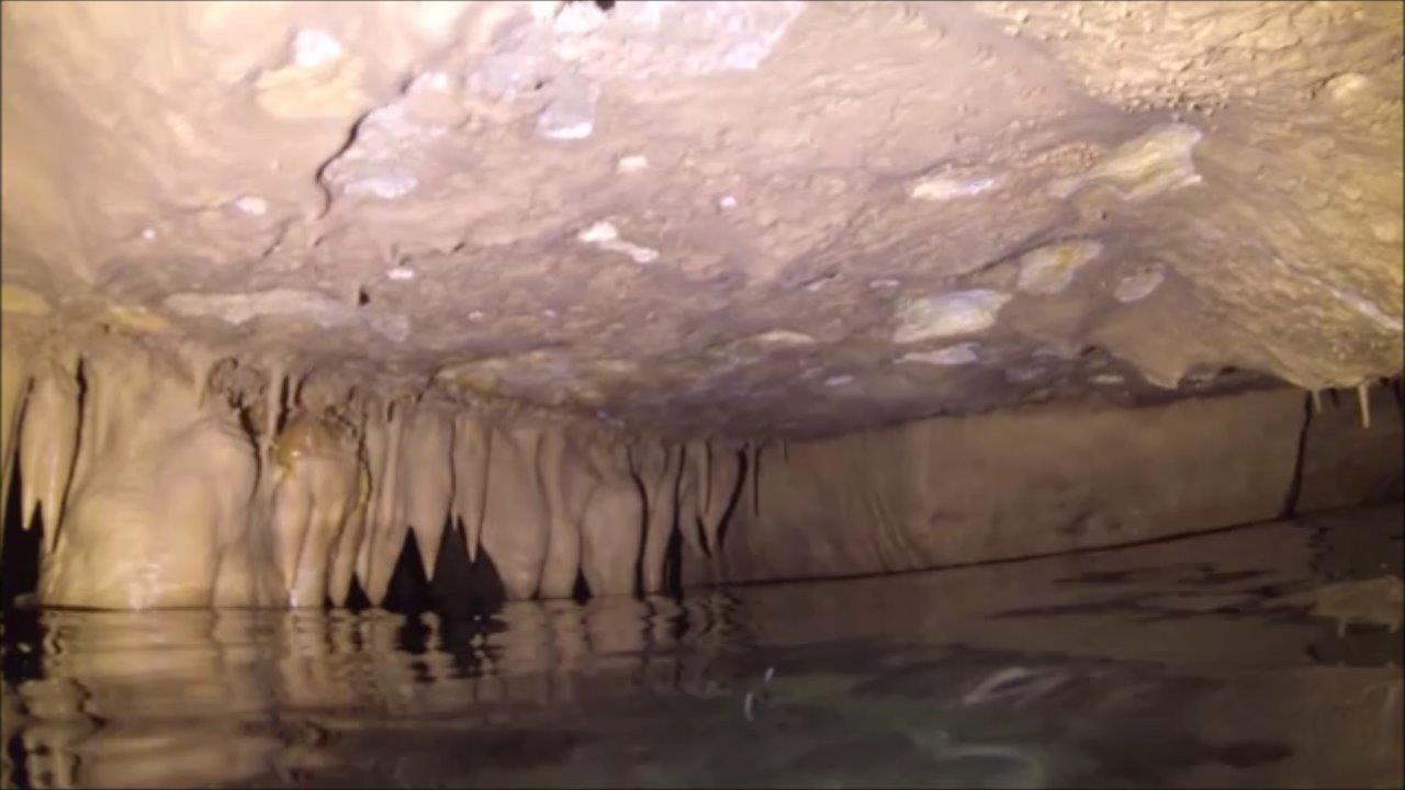 Inside the cave pool